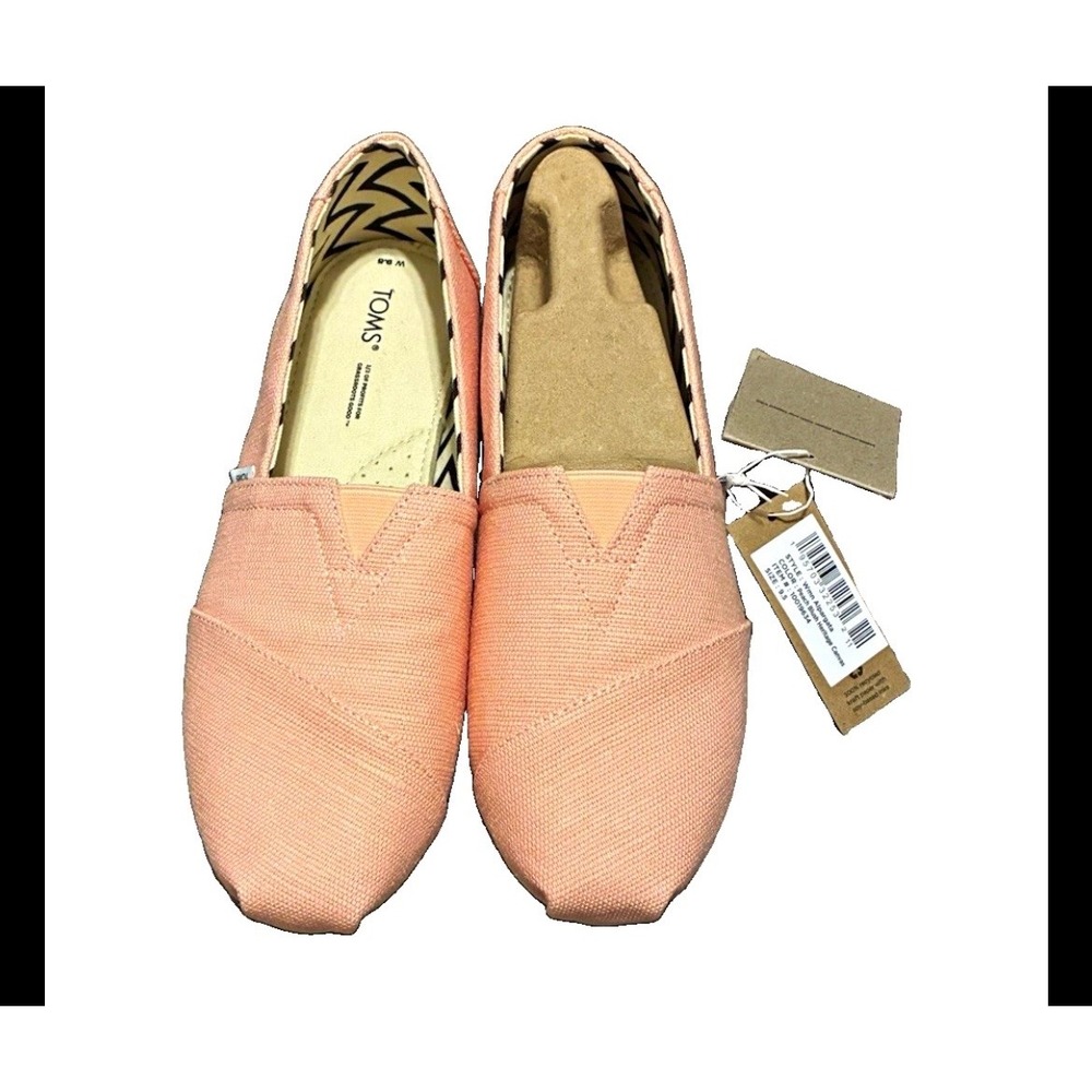 TOMS Alpargata Heritage Canvas Peach Blush Slip On Flats 10019634 Womens 9.5